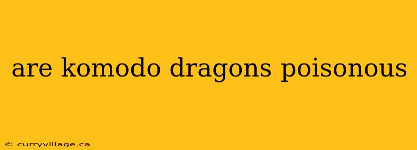 are komodo dragons poisonous