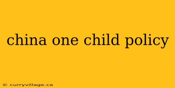 china one child policy