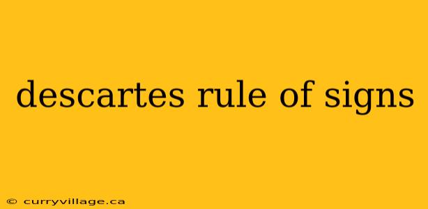 descartes rule of signs