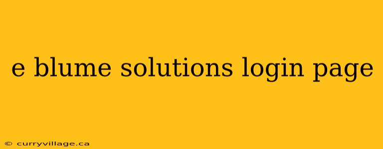 e blume solutions login page