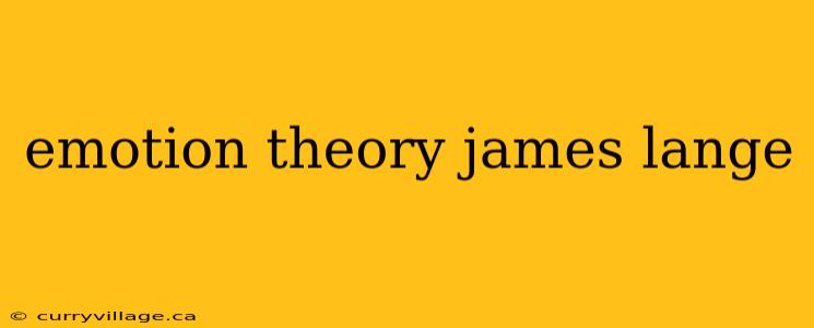 emotion theory james lange