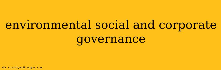 environmental social and corporate governance