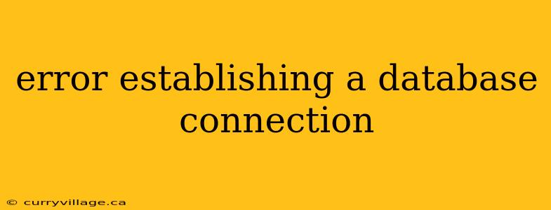 error establishing a database connection