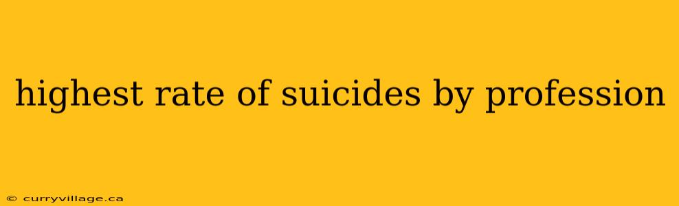 highest rate of suicides by profession