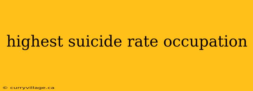 highest suicide rate occupation