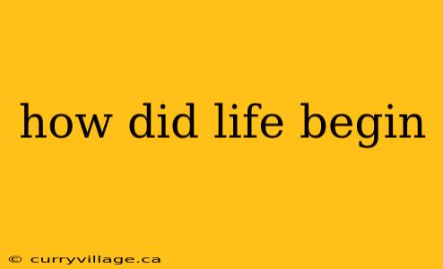 how did life begin