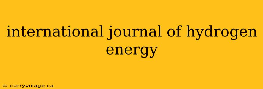 international journal of hydrogen energy