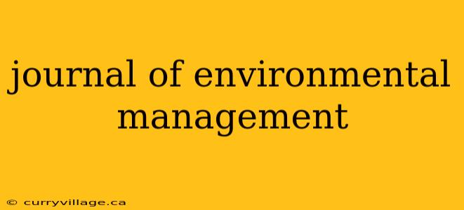 journal of environmental management