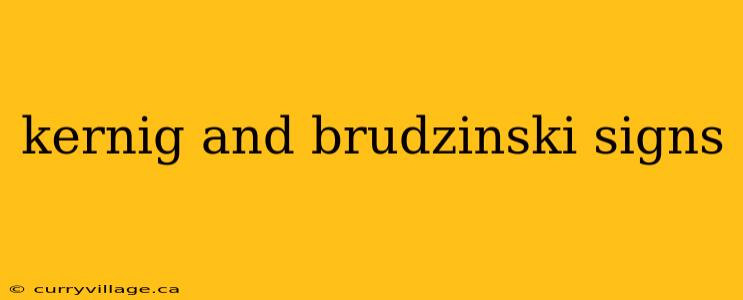kernig and brudzinski signs