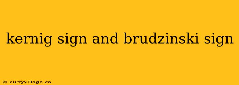 kernig sign and brudzinski sign