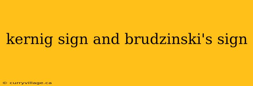 kernig sign and brudzinski's sign