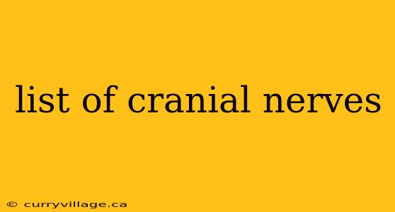 list of cranial nerves