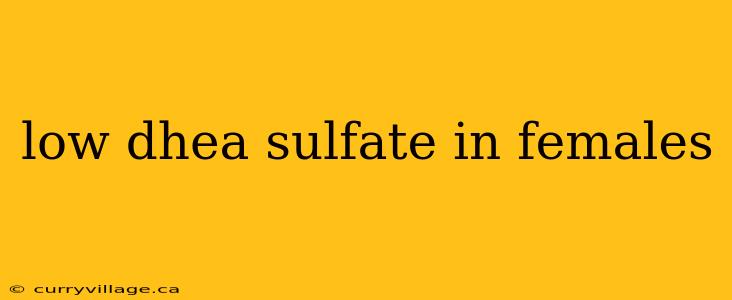 low dhea sulfate in females