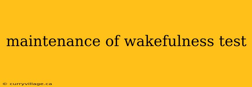 maintenance of wakefulness test