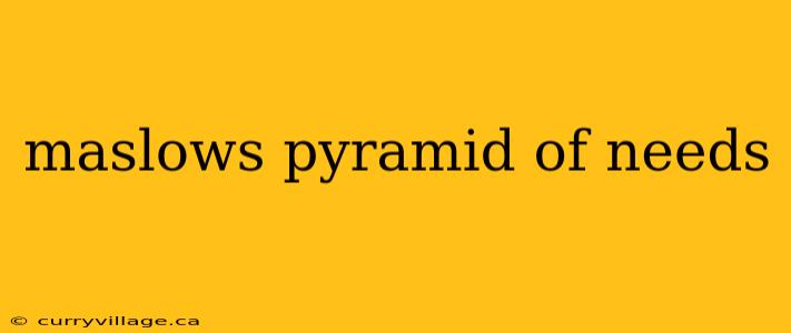 maslows pyramid of needs