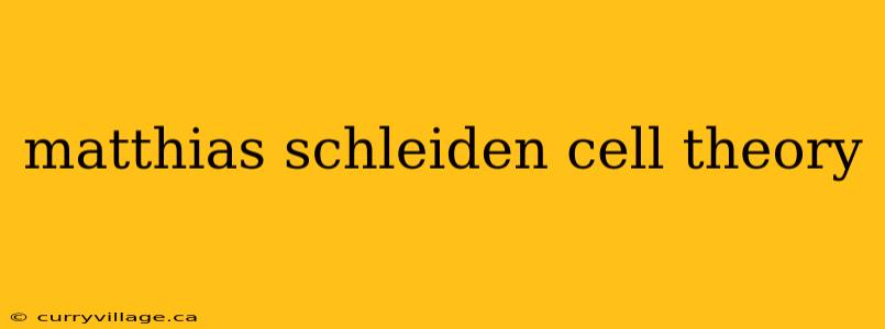 matthias schleiden cell theory