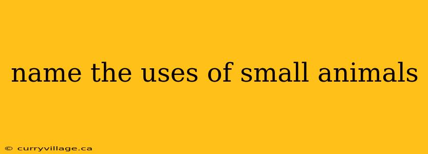 name the uses of small animals