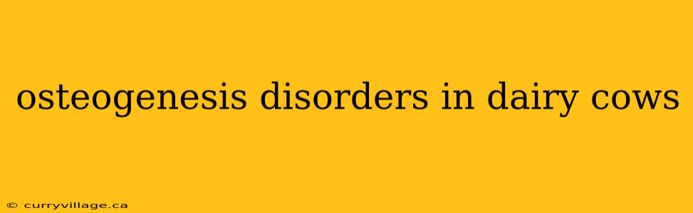 osteogenesis disorders in dairy cows
