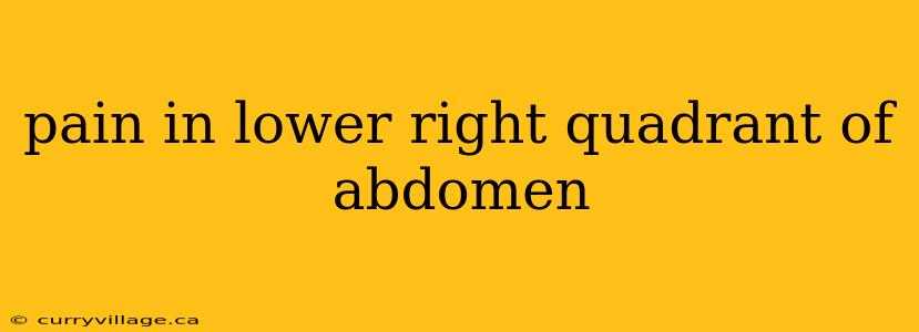pain in lower right quadrant of abdomen