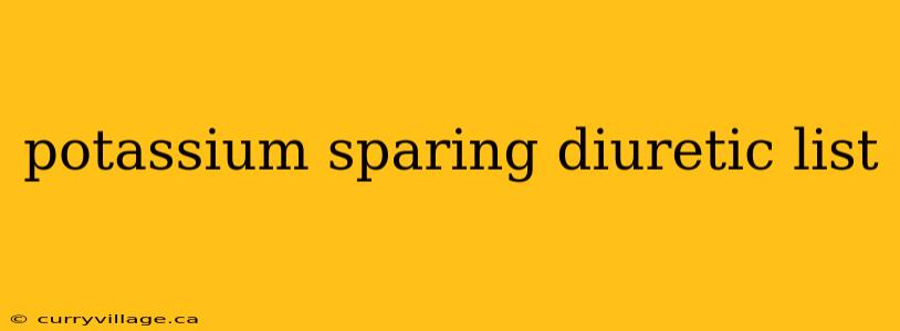 potassium sparing diuretic list