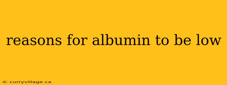 reasons for albumin to be low