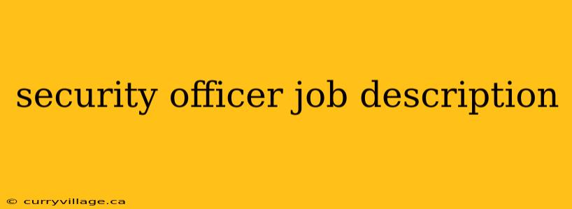 security officer job description