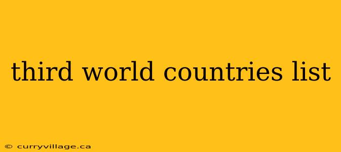 third world countries list