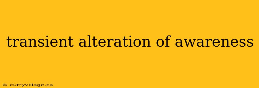 transient alteration of awareness