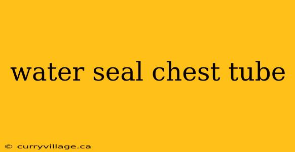 water seal chest tube