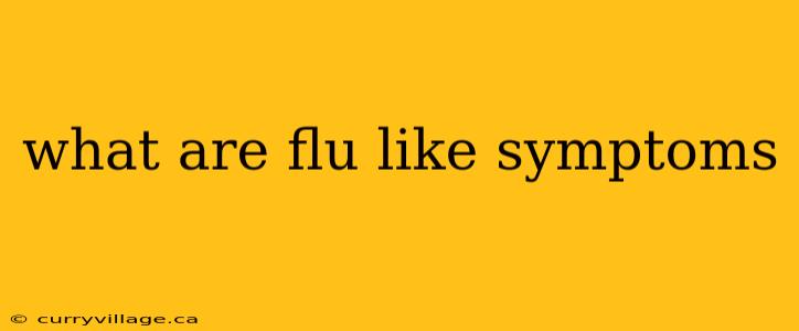 what are flu like symptoms