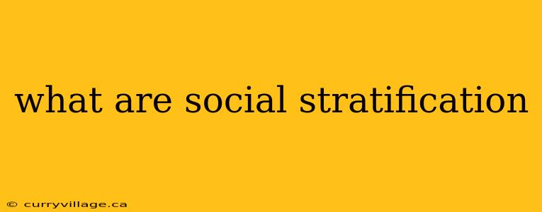 what are social stratification