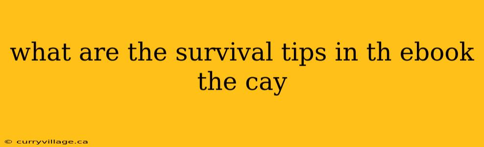 what are the survival tips in th ebook the cay