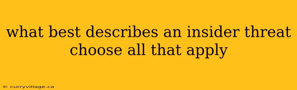 what best describes an insider threat choose all that apply