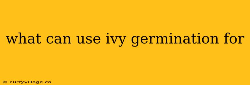 what can use ivy germination for