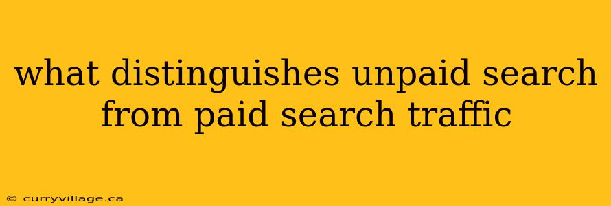 what distinguishes unpaid search from paid search traffic