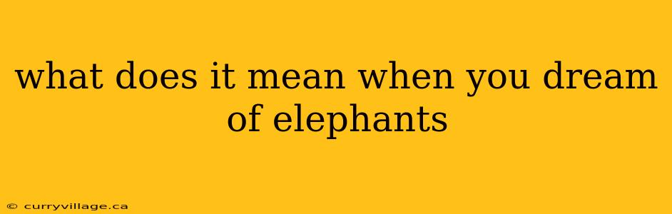 what does it mean when you dream of elephants