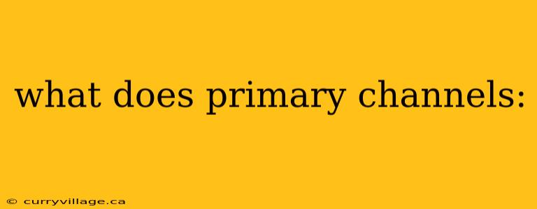 what does primary channels: