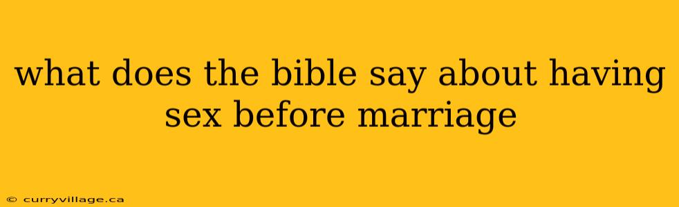 what does the bible say about having sex before marriage