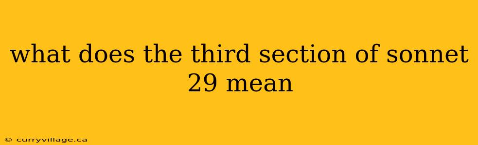 what does the third section of sonnet 29 mean