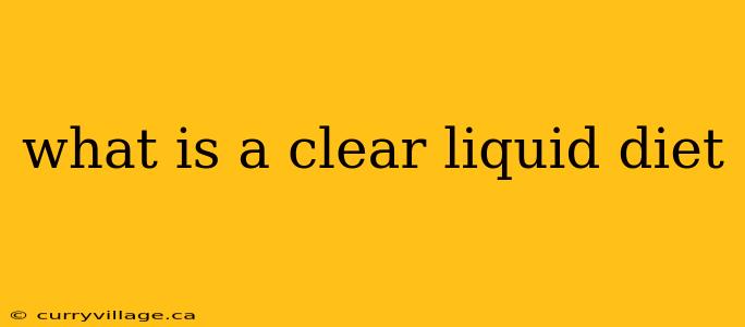 what is a clear liquid diet