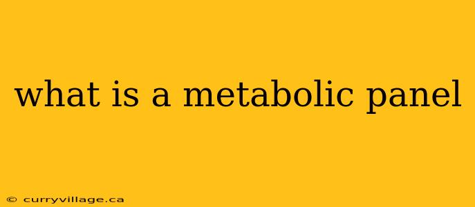 what is a metabolic panel