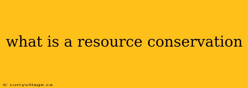 what is a resource conservation
