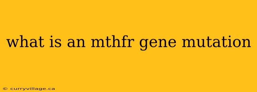 what is an mthfr gene mutation