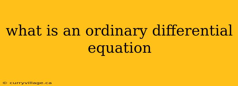 what is an ordinary differential equation