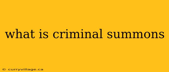 what is criminal summons