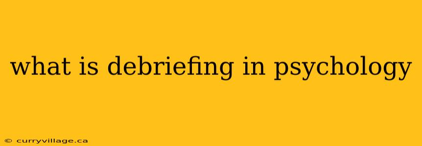 what is debriefing in psychology