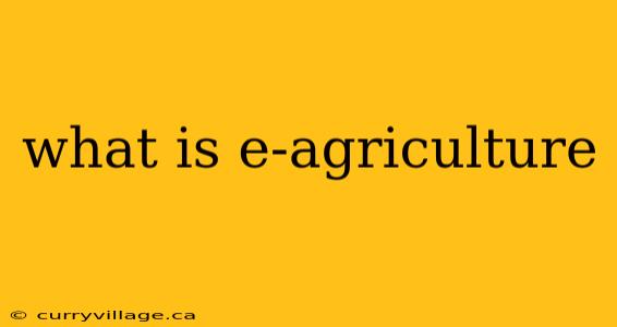 what is e-agriculture