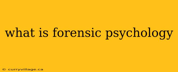 what is forensic psychology