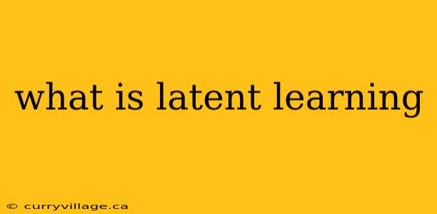 what is latent learning
