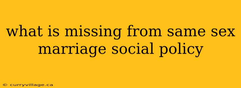 what is missing from same sex marriage social policy